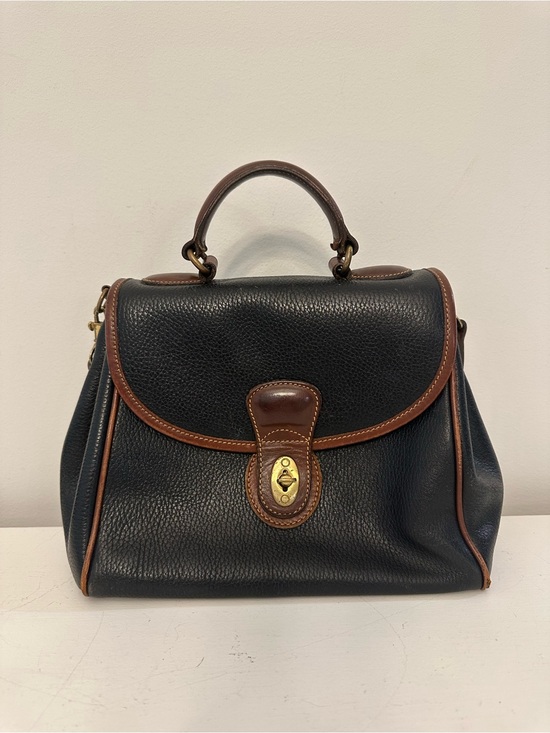 Coach Handbags - Vintage Coach  Navy Brown Leather Top Handle Bag
